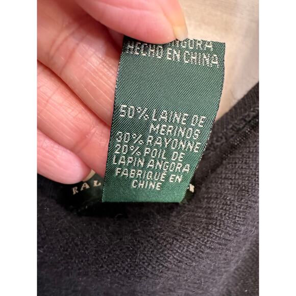 Lauren Ralph Lauren Black Knit Midi Dress Wool Angora Classic Luxury Timeless M - Picture 10 of 11